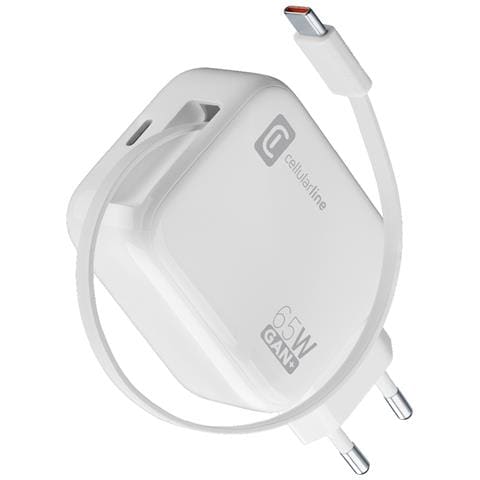 Retractable Power 65W Caricabatterie da rete 65W con cavo retrattile USB-C e porta USB-C - Foto 1