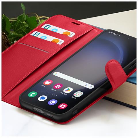 Custodia A Portafoglio Per Galaxy S23 Plus Con Supporto E Linguetta Magnetica, Rosso - Foto 2