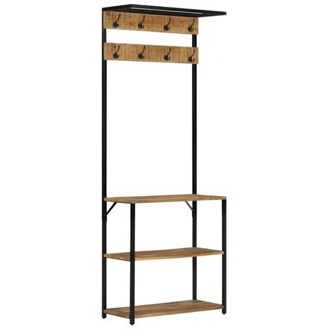 Lusso Casadino -  Appendiabiti Con Scarpiera 68x30x182 Cm Massello Mango Grezzo - Foto 2