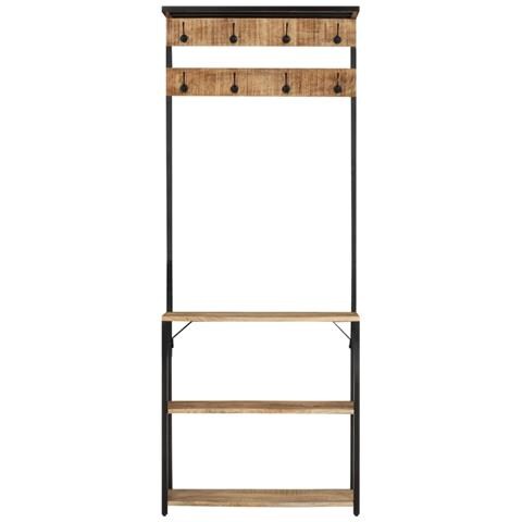 Lusso Casadino -  Appendiabiti Con Scarpiera 68x30x182 Cm Massello Mango Grezzo - Foto 1