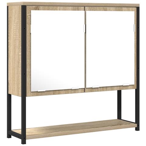 Mobiletto da Bagno con Specchiera Rovere Sonoma 60x16x60 cm in Legno Ingegnerizzato - Foto 1