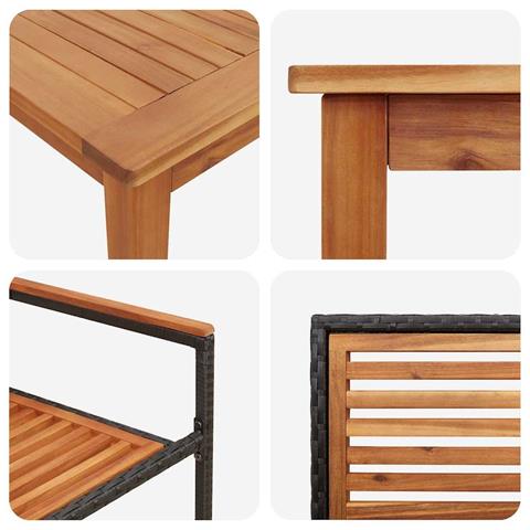 Set da Pranzo per Giardino 7 pcs Nero Poly Rattan - Foto 9