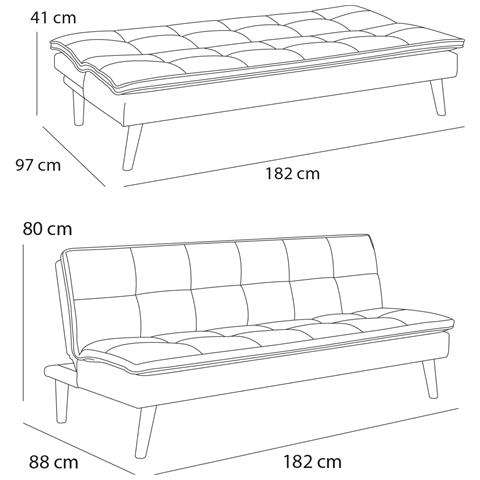 Divano Letto Reclinabile 3 Posti Ergonomico In Tessuto Celeste Con Gambe Legno - Foto 5