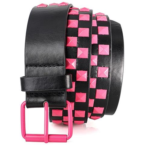 Cintura Da Donna Alla Moda Con Perline Quadrate Colorate In Pelle Pu - 110 Cm Pink - Foto 1