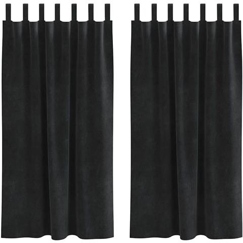 Tende con tende 2 pcs Nero 140 x 175 cm Velluto - Foto 1