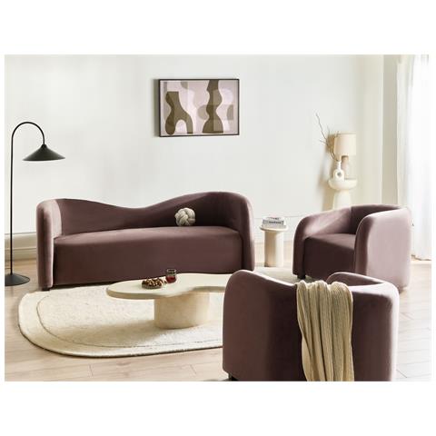 Set Da Salotto 5 Posti Veltada Velluto Marrone Scuro - Foto 1