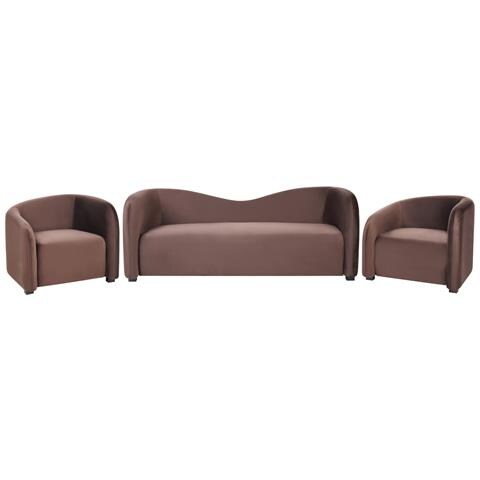 Set Da Salotto 5 Posti Veltada Velluto Marrone Scuro - Foto 2