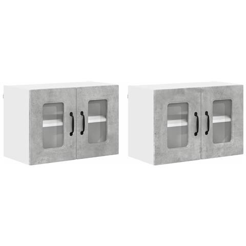 Pensile cucina con porta 2 pcs Grigio cemento 60 x 31 x 40 cm - Foto 1