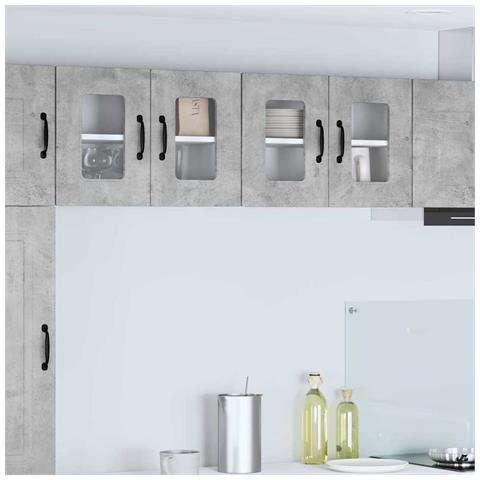 Pensile cucina con porta 2 pcs Grigio cemento 60 x 31 x 40 cm - Foto 2
