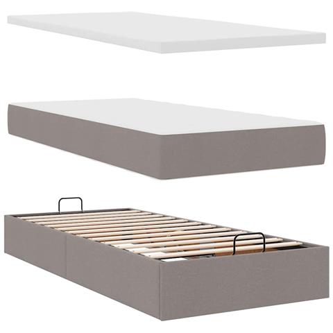 Struttura Letto Pouf con Materassi Tortora 180x200cm in Tessuto - Foto 9