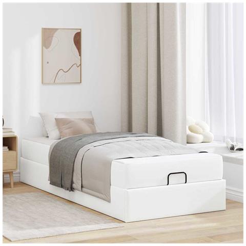 Struttura del letto Bianco Puro 80 x 200 cm Pelle sintetica - Foto 2