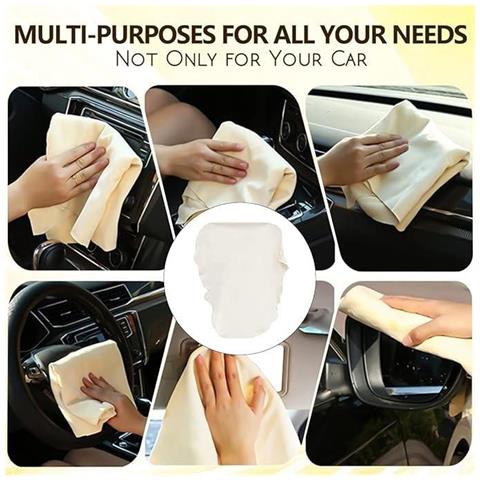 Vera Pelle Di Daino Panno Scamosciato 32x43 Cm Vetro Vetri Auto Asciuga Pulisce - Foto 2