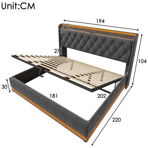 Letto Matrimoniale Con Illuminazione Led A 360° E Porta Usb - Foto 2