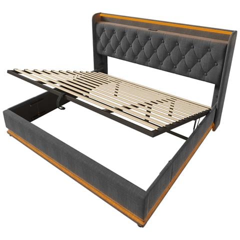 Letto Matrimoniale Con Illuminazione Led A 360° E Porta Usb - Foto 3