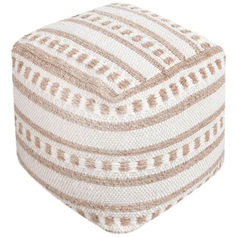 Frida - Pouf In Lana Avorio Con Decoro 40 X 40 - Foto 1