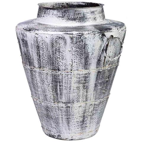 Vaso In Metallo Invecchiato Bianco 50x50x58 - Foto 1
