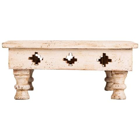 Tavolino In Legno Intagliato Beige 33x33x14 Cm - Foto 2