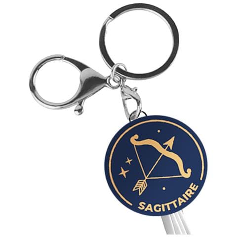 Cavo Usb 3 In 1 Micro-usb / Usb-c / Lightning Design Portachiavi Astrologia Sagittario, Bianco - Foto 5