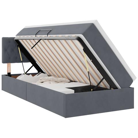 Letto con Contenitore Grigio scuro 90 x 190 cm Velluto - Foto 1