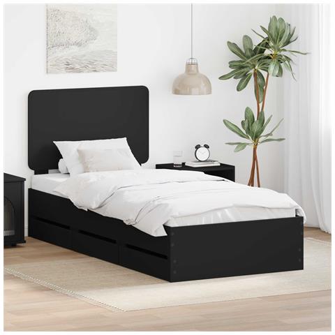 Struttura del letto Nero 90 x 190 cm Legno Ingegnerizzato - Foto 2