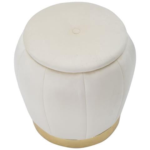 Pouf Contenitore Paris Crema E Gold In Velluto - Ø 43 X H 43 Cm - Foto 2