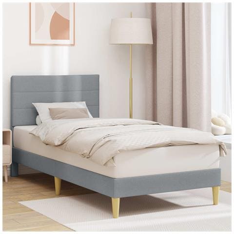 Struttura del letto Grigio chiaro 90 x 190 cm Tessuto - Foto 2