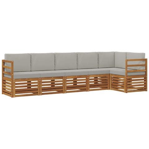 Set divani con cuscino 6 pcs Grigio Naturale e Chiaro - Foto 1