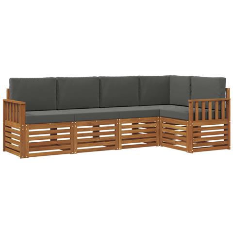 Set divani 5 pcs Naturale e Antracite Legno di Acacia Massello - Foto 1
