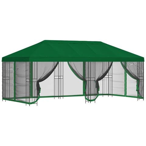 Gazebo con pareti laterali 6 x 3 m Verde Poliestere e Acciaio - Foto 1