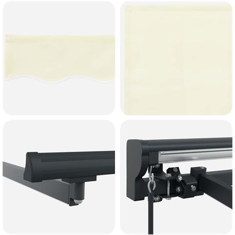 Cornice per Tenda Manuale con LED Crema e Antracite 5 × 3,5 m - Foto 9