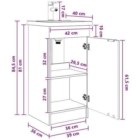 Mobile da bagno con lavabo Grigio Cemento 42 x 40 x 84,5 cm - Foto 8
