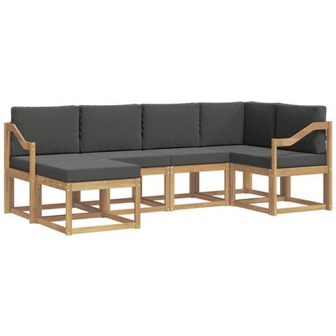 Set di divani da esterno 6 pcs Bianco e Antracite Poliestere - Foto 1
