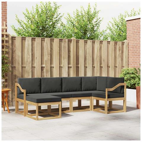 Set di divani da esterno 6 pcs Bianco e Antracite Poliestere - Foto 2