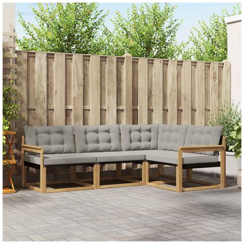 Set di divani da esterno 4 pcs Bianco e Grigio Chiaro - Foto 2