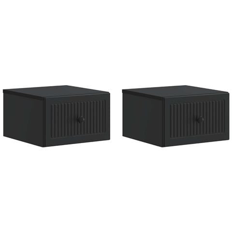 Mobiletto da notte a muro 2 pcs Nero 33 x 34,5 x 20 cm - Foto 1