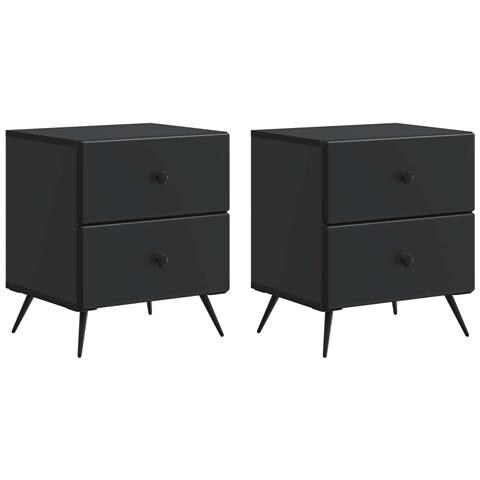 Armadio da Notte con cassetto 2 pcs Nero 43 x 34,5 x 47,5 cm - Foto 1