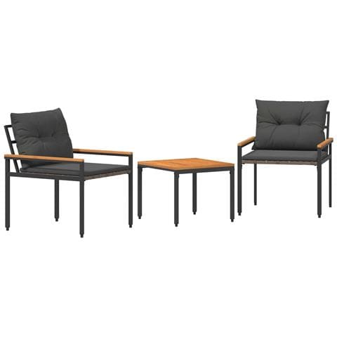 Set Mobili da Esterno 3 pcs Grigio Scuro polyrattan - Foto 1