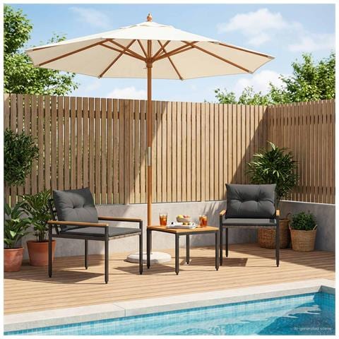 Set Mobili da Esterno 3 pcs Grigio Scuro polyrattan - Foto 2