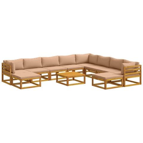Set di divani 11 pz Naturale Legno di Acacia Massello - Foto 1