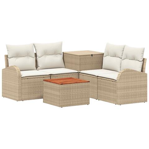 Set di divani 6 pz Beige e Bianco Crema - Foto 1