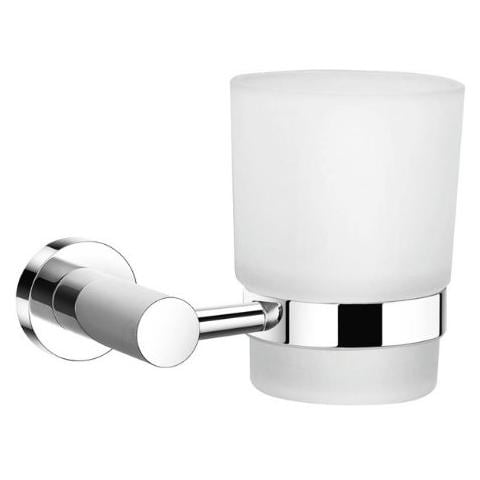 Porta Bicchiere a Parete in Vetro e Acciaio Cromato 12x7x9,5 cm - Foto 1