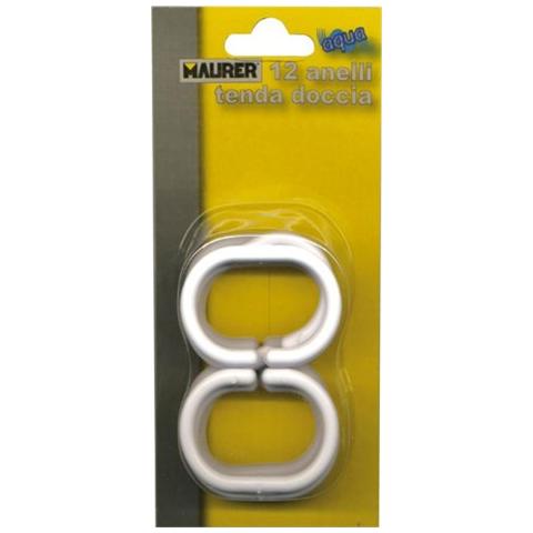 Set ganci blister per tenda doccia cm 80x80 in plastica colore bianco 12 Pz - Foto 2