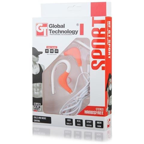 Auricolari Con Tappino Sport Arancione & Bianco Con Gancetto Per Orecchio In Gomma Dura Jack 3,5mm Maschio - Foto 1