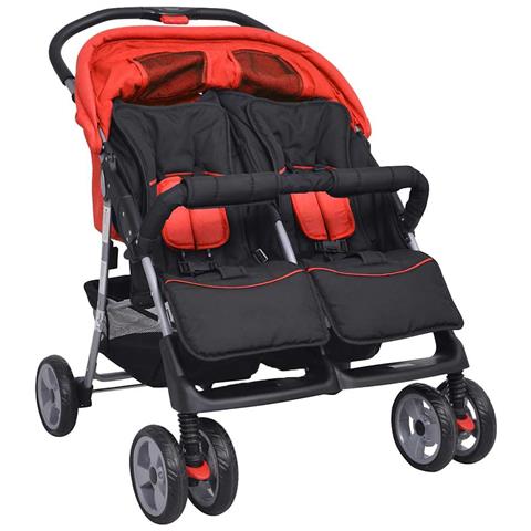 Passeggino Gemellare In Acciaio Rosso E Nero - Foto 2