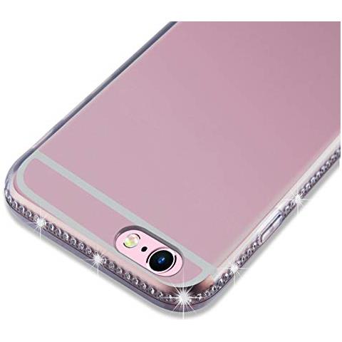 Custodia Compatibile Con Apple Iphone 6 / Iphone 6s In Nero Trasparente - Coperchio Protettivo In Silicone Tpu Flessibile Con Design A Strass - Foto 2