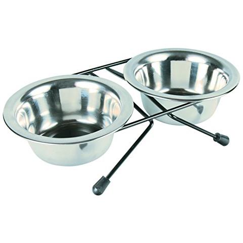 Eat On Feet - 2 Ciotole Con Supporto, In Acciaio Inossidabile, Ciotole Da 10 cm - Foto 1
