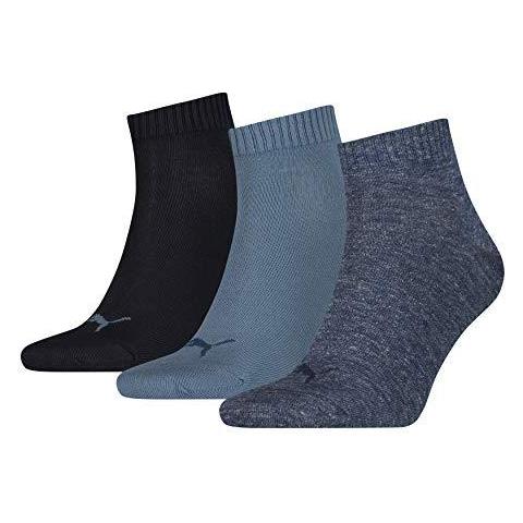 Unisex Quarter Plain Socks (3 Paia Confezione) Blu (denim Blue) 25-5 (taglia Produttore 35-38)  - Foto 2