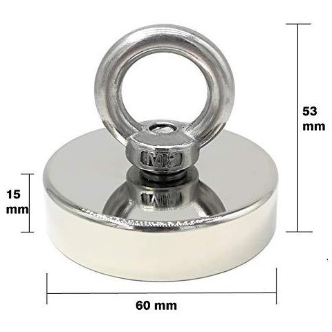160 Kg Forza Forte Neodimio Occhiello Magnete Potenza Magnete Perfetta Per La Pesca Magnetica - 60mm Con Occhiello Neodimio Pot Magnet - Foto 4