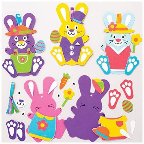 At399 Easter Bunny Mix Match Ornaments Kit - Confezione Da 8 Ideale Per I Bambini Arti E Mestieri Educativi Giocattoli Regali Keepsakes - Foto 1