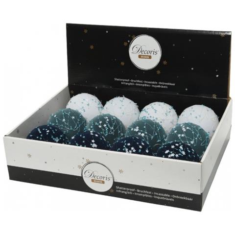 Pallina Sfera Natalizia Vetro Bianco Blu Velluto Perle Assortita 8 Cm Pz 1 - Foto 1